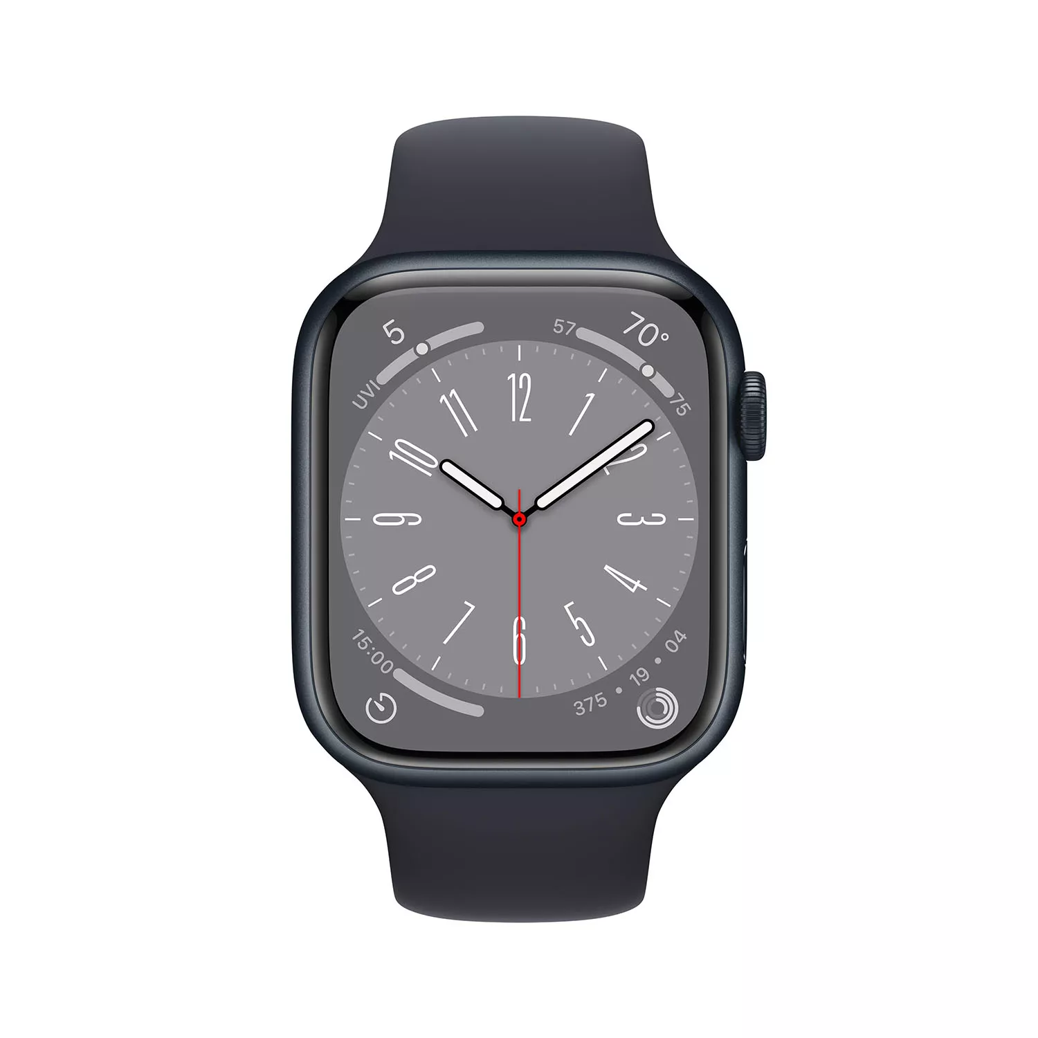 Apple Watch Series 8 45mm, алюминий «тёмная ночь», спортивный ремешок цвета «тёмная ночь» M-L