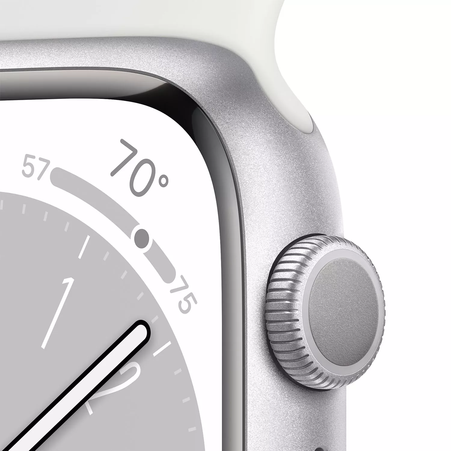Apple Watch Series 8 45mm, серебристый алюминий, спортивный ремешок белого цвета