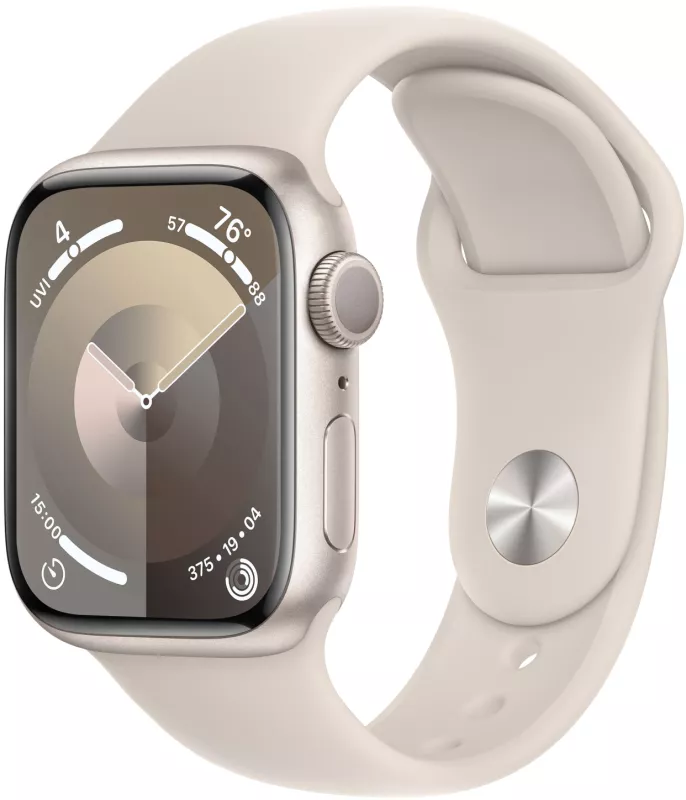 Apple Watch Series 9 41mm, алюминий «сияющая звезда», спортивный ремешок цвета «сияющая звезда»