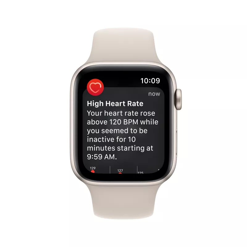 Apple Watch SE 2022 44mm, алюминий цвета «сияющая звезда», спортивный ремешок цвета «сияющая звезда»