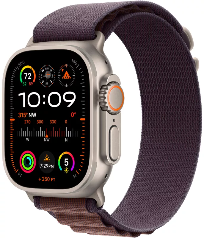 Apple Watch Ultra 2, 49мм, корпус из титана, ремешок Alpine Indigo, M (145-190мм)
