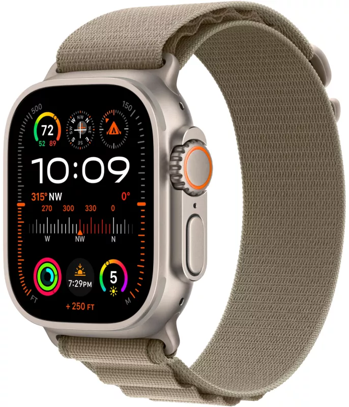 Apple Watch Ultra 2, 49мм, корпус из титана, ремешок Alpine Olive, L (165-210мм)