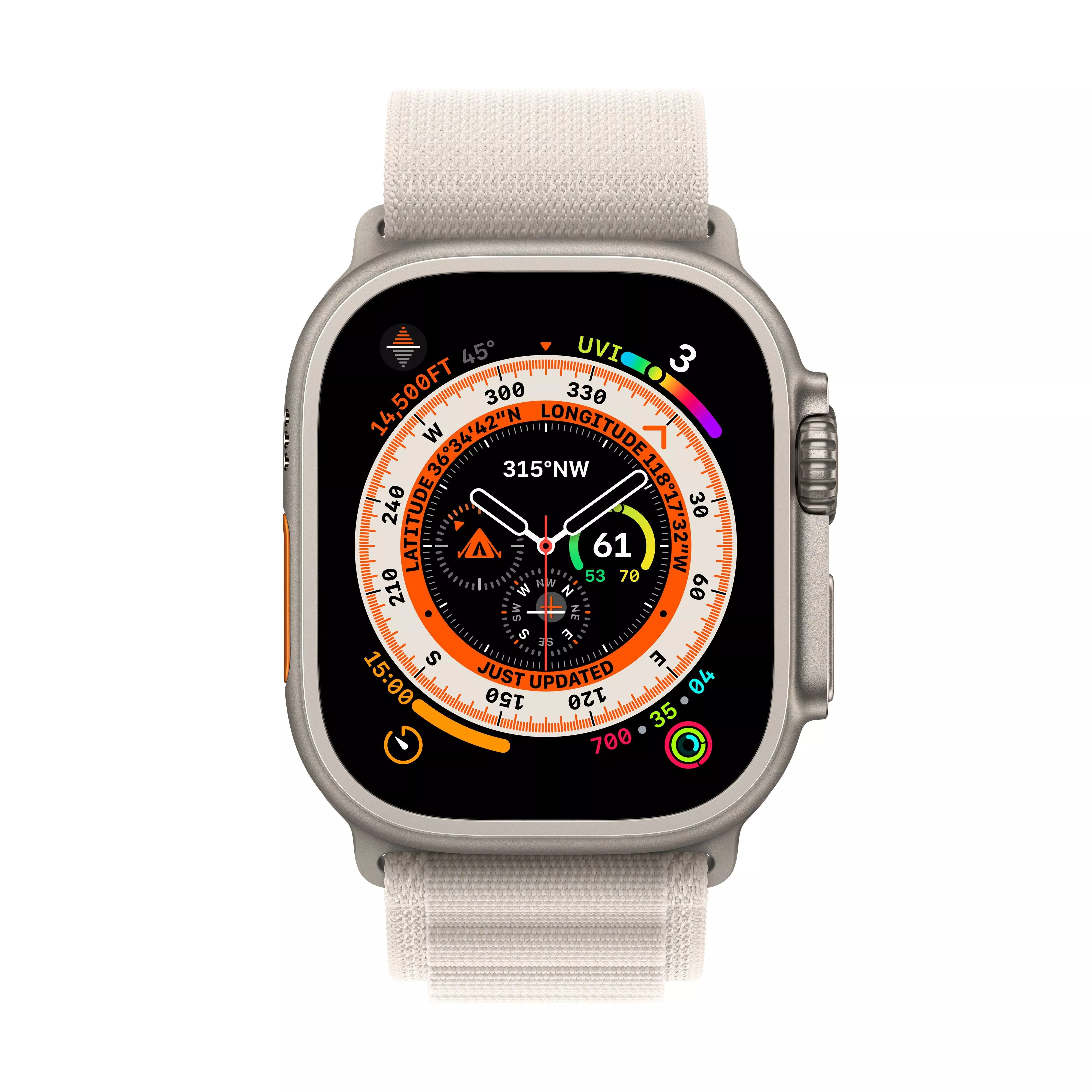 Apple Watch Ultra GPS, 49мм, корпус из титана, ремешок Alpine цвета «сияющая звезда», M