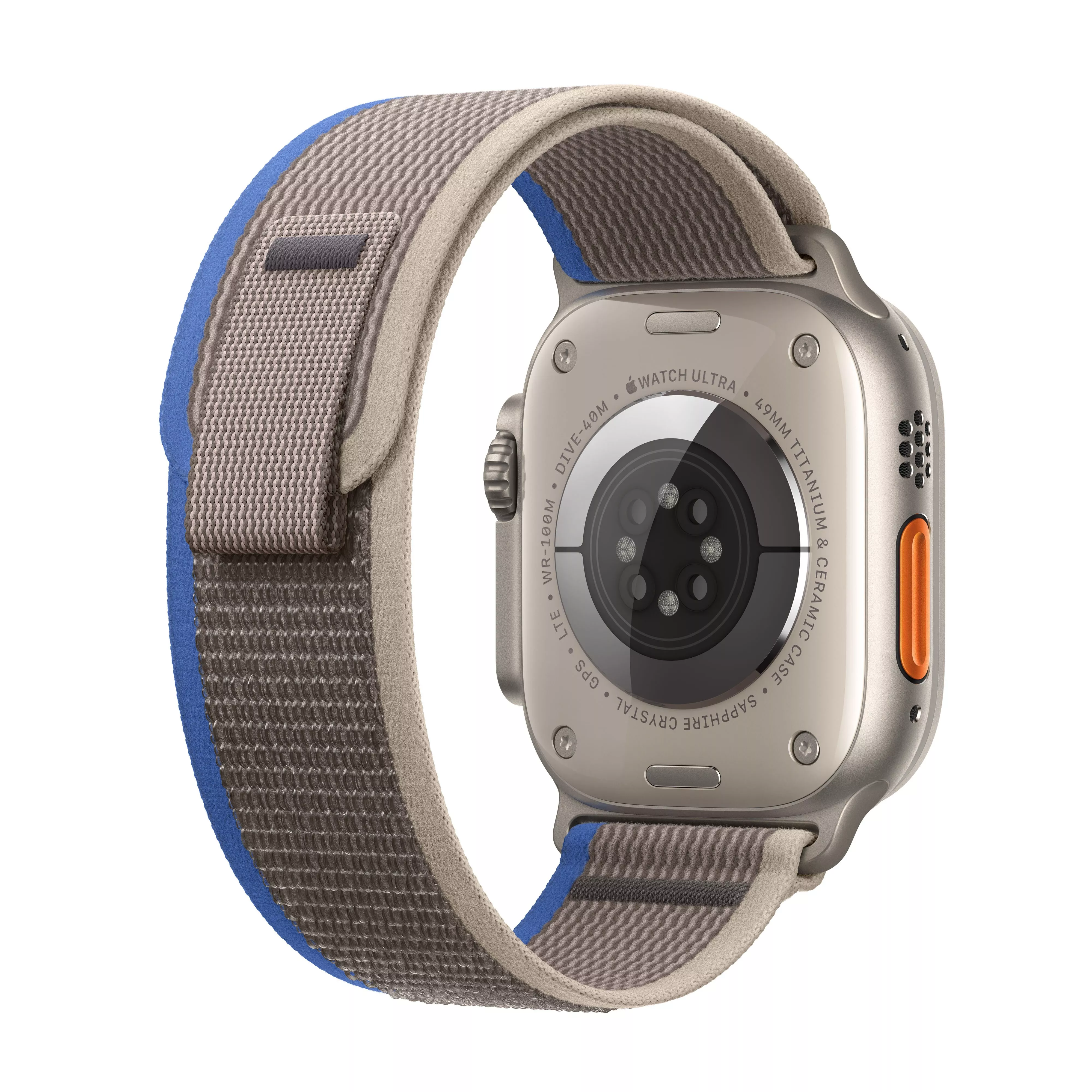 Apple Watch Ultra GPS, 49мм, корпус из титана, ремешок Trail сине-серого цвета, M/L