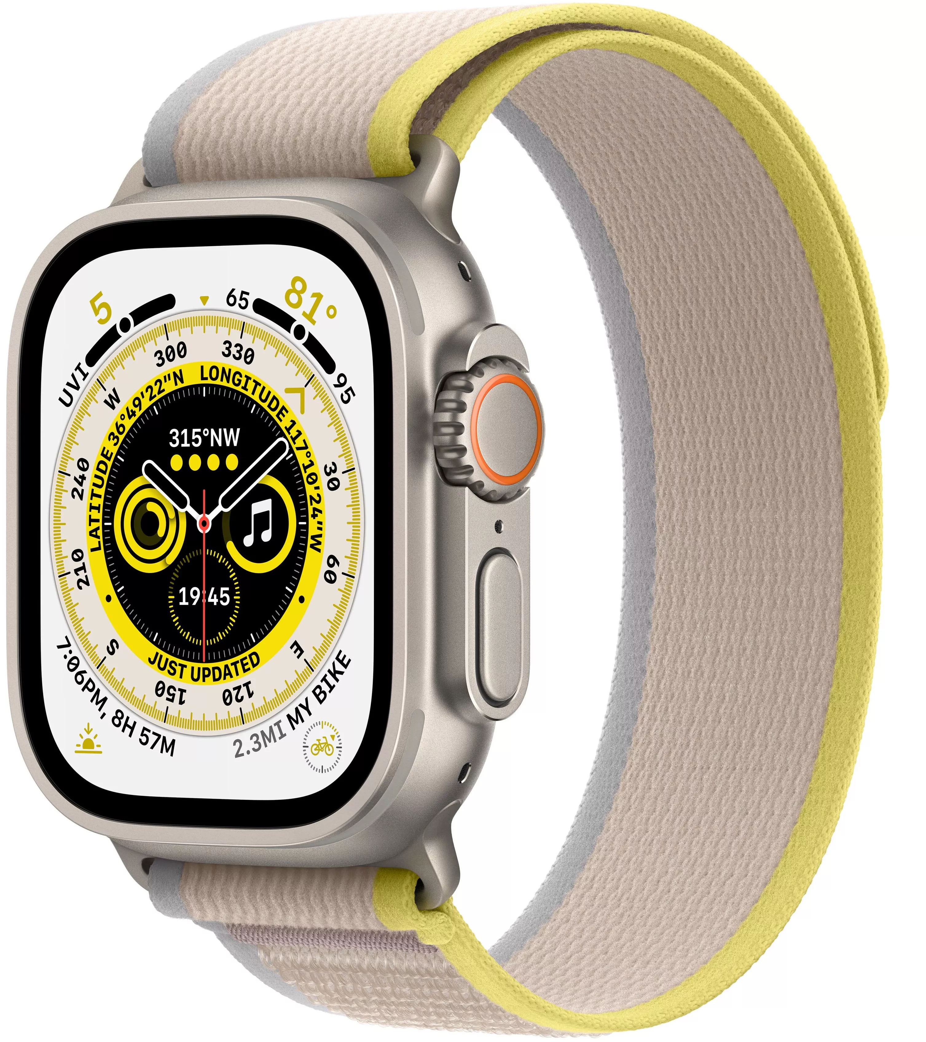Apple Watch Ultra GPS, 49мм, корпус из титана, ремешок Trail желто-бежевого цвета, S/M
